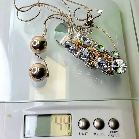 Bezel Set Clear Crystal PendantLong Necklace - Picture 9 of 9